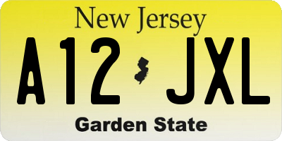 NJ license plate A12JXL