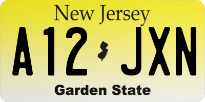 NJ license plate A12JXN