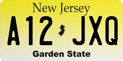 NJ license plate A12JXQ