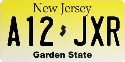 NJ license plate A12JXR