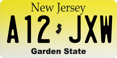 NJ license plate A12JXW
