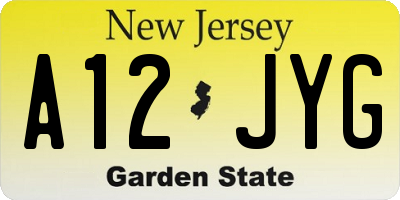NJ license plate A12JYG