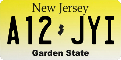 NJ license plate A12JYI