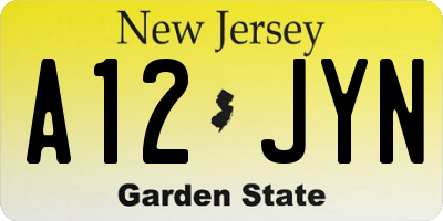 NJ license plate A12JYN