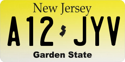 NJ license plate A12JYV