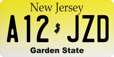NJ license plate A12JZD