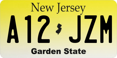 NJ license plate A12JZM