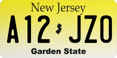 NJ license plate A12JZO
