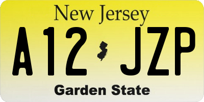NJ license plate A12JZP