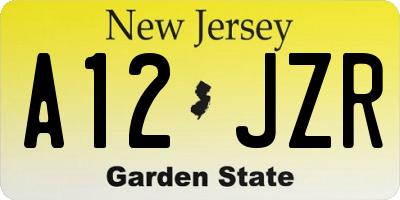 NJ license plate A12JZR