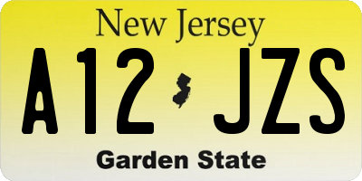 NJ license plate A12JZS
