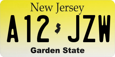 NJ license plate A12JZW