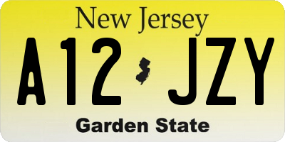 NJ license plate A12JZY