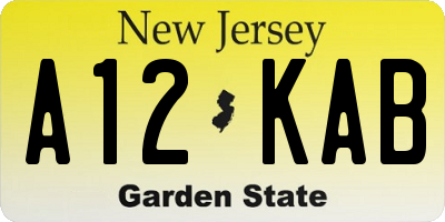 NJ license plate A12KAB