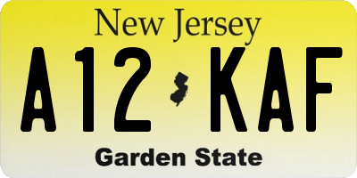 NJ license plate A12KAF