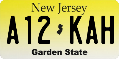 NJ license plate A12KAH