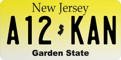 NJ license plate A12KAN