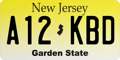 NJ license plate A12KBD