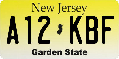 NJ license plate A12KBF