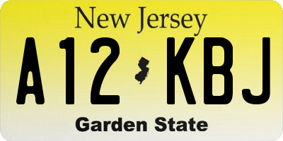 NJ license plate A12KBJ