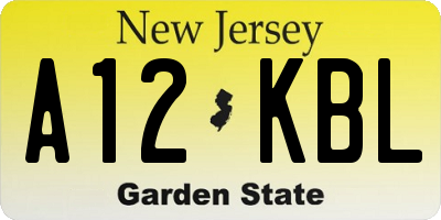 NJ license plate A12KBL