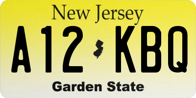 NJ license plate A12KBQ