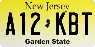 NJ license plate A12KBT