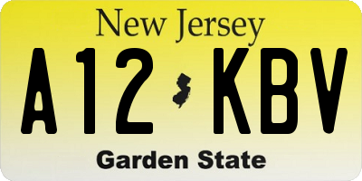 NJ license plate A12KBV