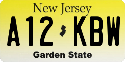 NJ license plate A12KBW