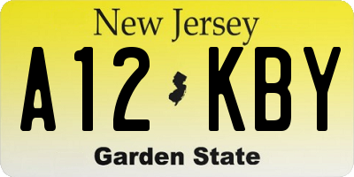 NJ license plate A12KBY