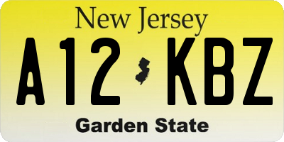 NJ license plate A12KBZ