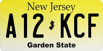 NJ license plate A12KCF