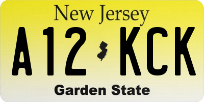 NJ license plate A12KCK