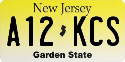 NJ license plate A12KCS