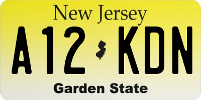 NJ license plate A12KDN