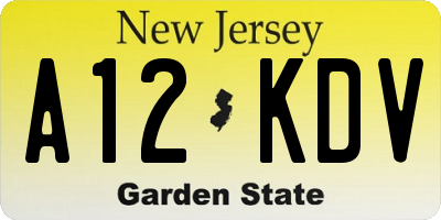 NJ license plate A12KDV
