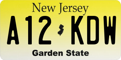 NJ license plate A12KDW