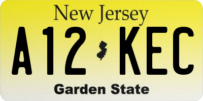 NJ license plate A12KEC