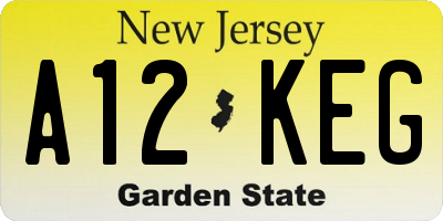NJ license plate A12KEG