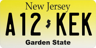 NJ license plate A12KEK