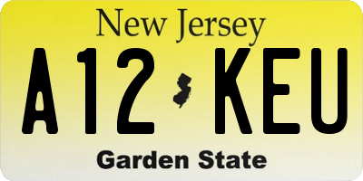 NJ license plate A12KEU