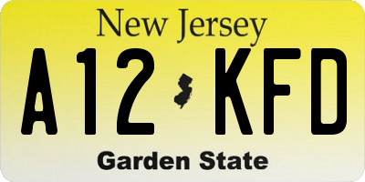 NJ license plate A12KFD