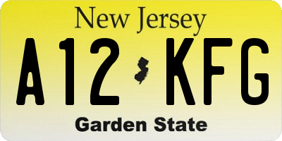 NJ license plate A12KFG