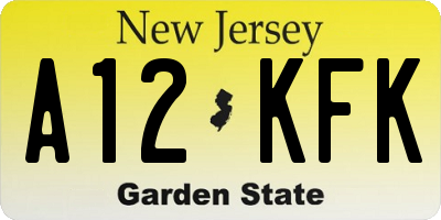NJ license plate A12KFK