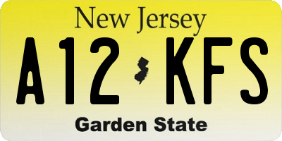 NJ license plate A12KFS