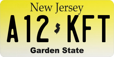 NJ license plate A12KFT