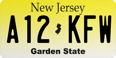 NJ license plate A12KFW
