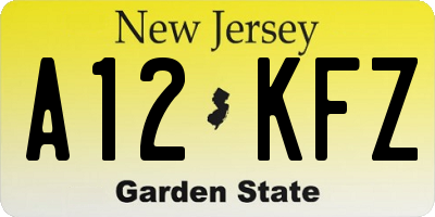 NJ license plate A12KFZ