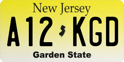 NJ license plate A12KGD