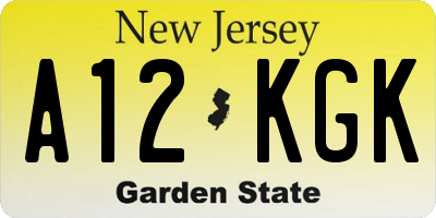 NJ license plate A12KGK